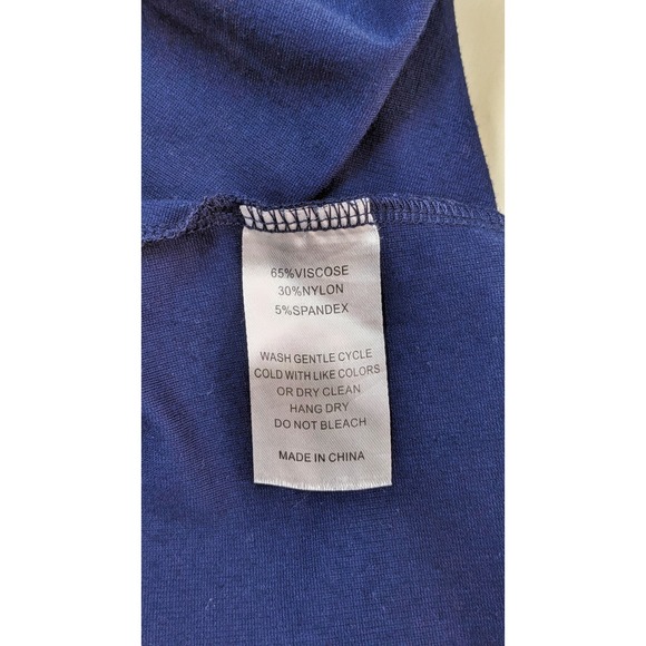 Laclef XL navy blue sleeveless pleated knee length stretch dress - Picture 6 of 6